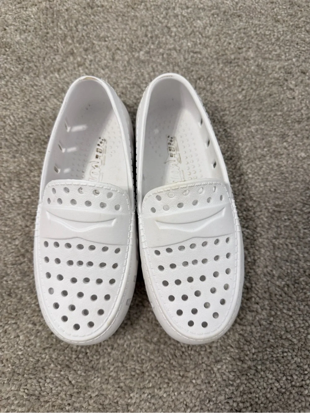 Floaters Kids White Slip-On Perforated Moccasin Loafers